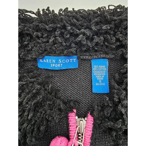 Karen Scott Sport Women's S Black Christmas Snowman Zip Up Holiday Sweater - Picture 4 of 8